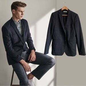 Calvin Klein Cotton Blazer Sport Coat Jacket Slim Fit Jersey Charcoal Black S